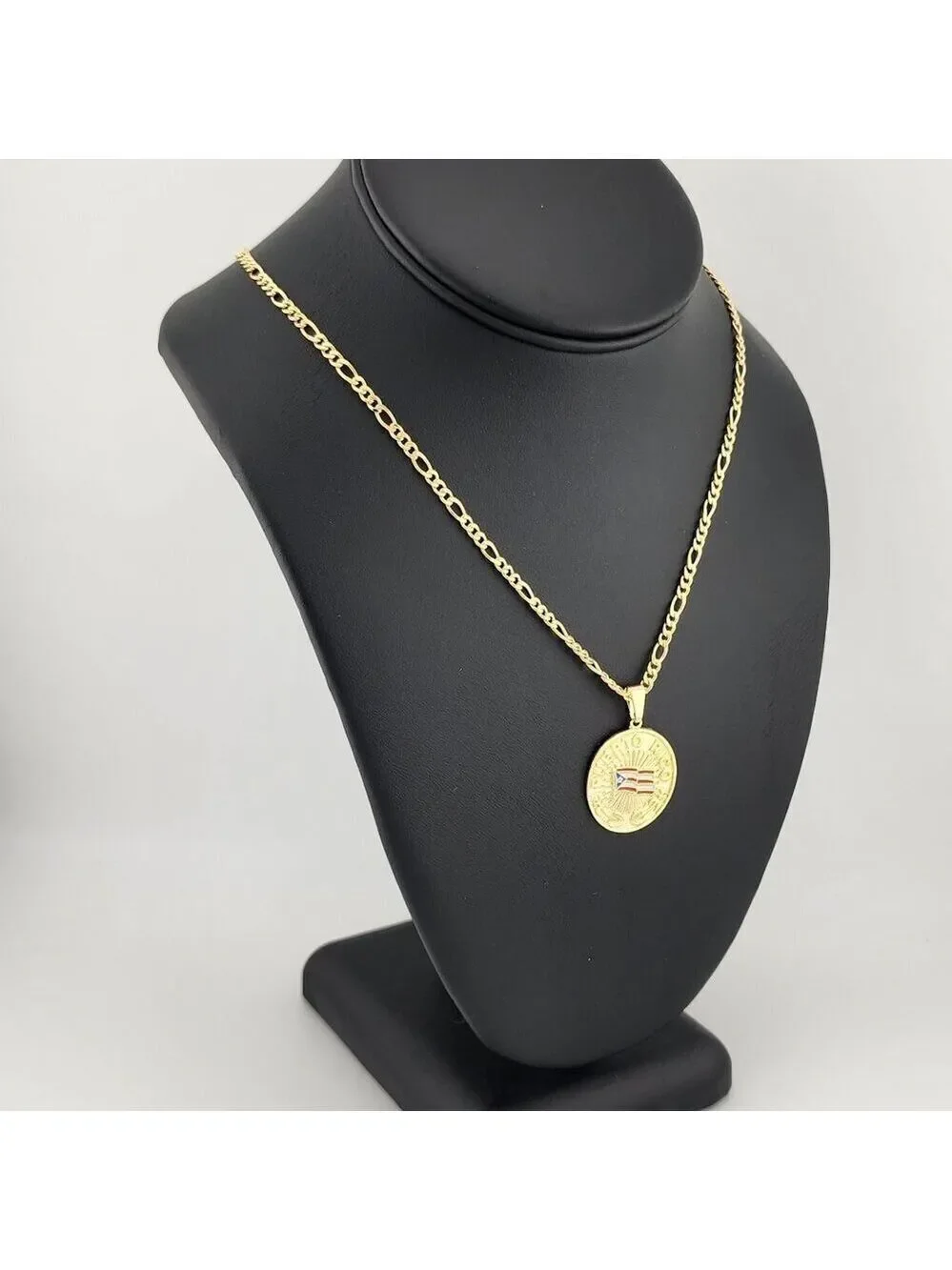 Brand New Brazilian 18k Gold Filled Puerto Rico Round Necklace